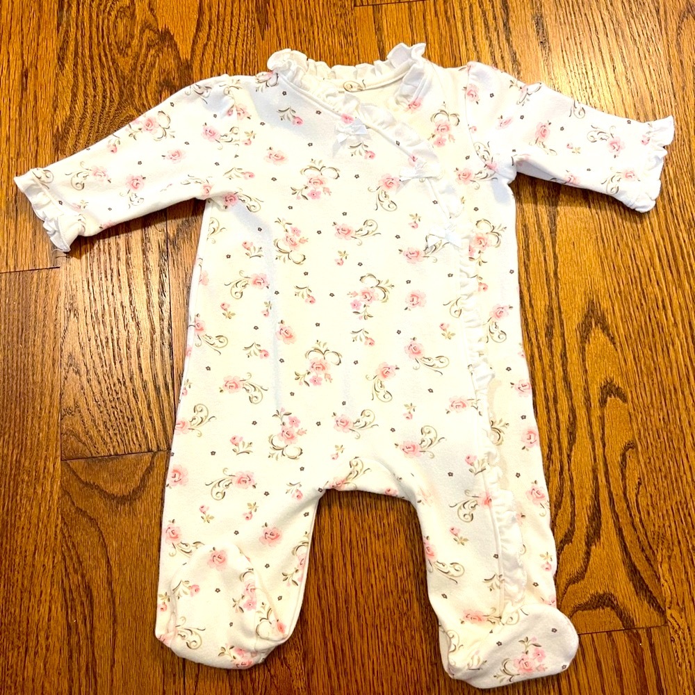 Little Me Pink Floral Ruffle Footie